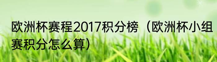 欧洲杯赛程2017积分榜（欧洲杯小组赛积分怎么算）