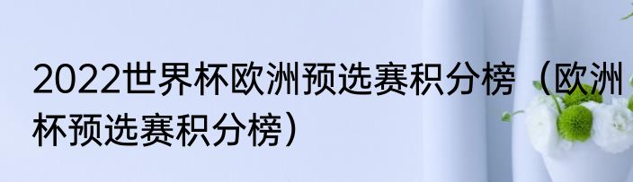 2022世界杯欧洲预选赛积分榜（欧洲杯预选赛积分榜）