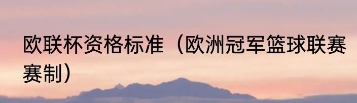 欧联杯资格标准（欧洲冠军篮球联赛赛制）
