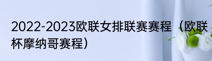 2022-2023欧联女排联赛赛程（欧联杯摩纳哥赛程）
