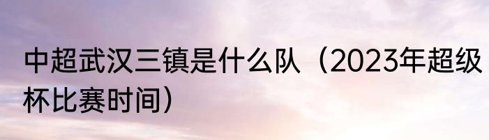 中超武汉三镇是什么队（2023年超级杯比赛时间）