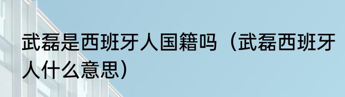 武磊是西班牙人国籍吗（武磊西班牙人什么意思）