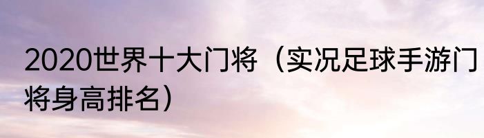 2020世界十大门将（实况足球手游门将身高排名）