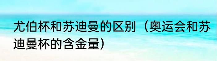 尤伯杯和苏迪曼的区别（奥运会和苏迪曼杯的含金量）