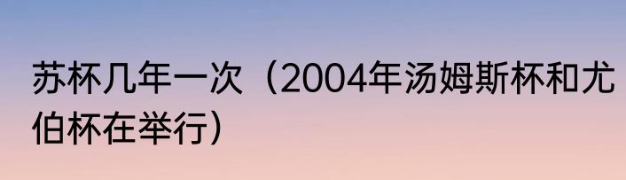 苏杯几年一次（2004年汤姆斯杯和尤伯杯在举行）
