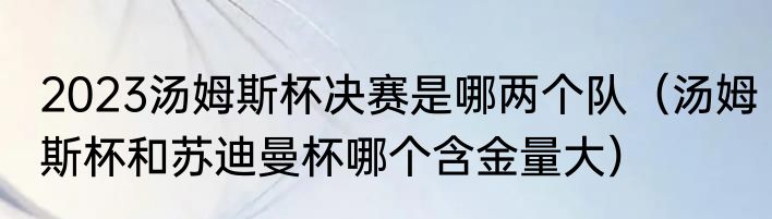 2023汤姆斯杯决赛是哪两个队（汤姆斯杯和苏迪曼杯哪个含金量大）