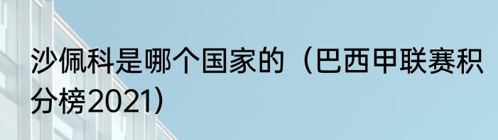 沙佩科是哪个国家的（巴西甲联赛积分榜2021）