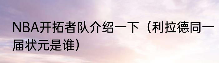 NBA开拓者队介绍一下（利拉德同一届状元是谁）