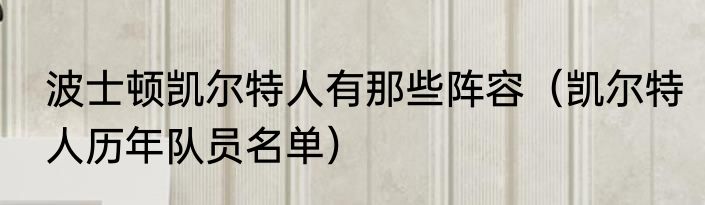 波士顿凯尔特人有那些阵容（凯尔特人历年队员名单）