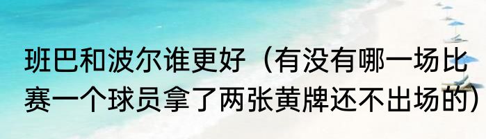 班巴和波尔谁更好（有没有哪一场比赛一个球员拿了两张黄牌还不出场的）