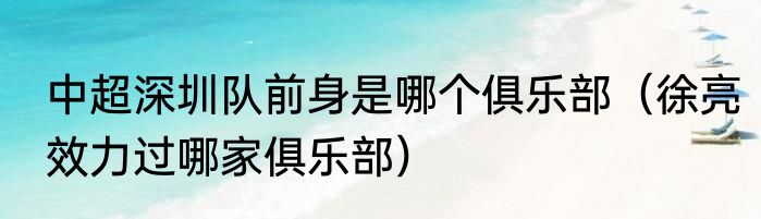 中超深圳队前身是哪个俱乐部（徐亮效力过哪家俱乐部）