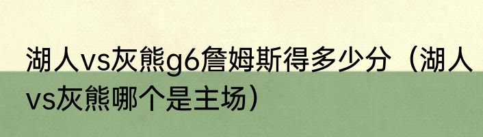 湖人vs灰熊g6詹姆斯得多少分（湖人vs灰熊哪个是主场）