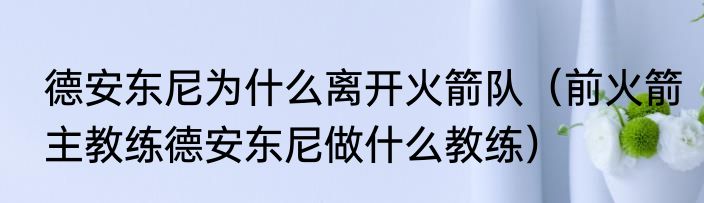 德安东尼为什么离开火箭队（前火箭主教练德安东尼做什么教练）