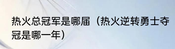 热火总冠军是哪届（热火逆转勇士夺冠是哪一年）