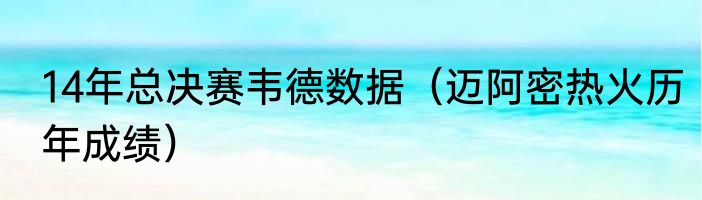 14年总决赛韦德数据（迈阿密热火历年成绩）