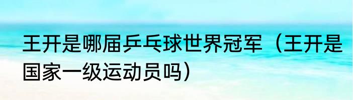 王开是哪届乒乓球世界冠军（王开是国家一级运动员吗）