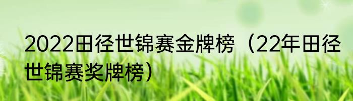 2022田径世锦赛金牌榜（22年田径世锦赛奖牌榜）