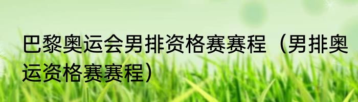 巴黎奥运会男排资格赛赛程（男排奥运资格赛赛程）