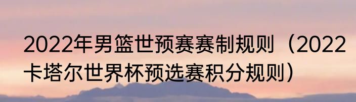 2022年男篮世预赛赛制规则（2022卡塔尔世界杯预选赛积分规则）