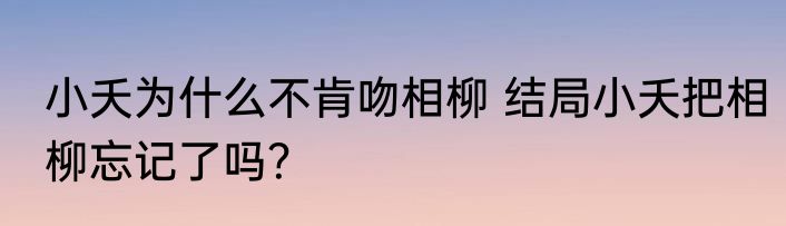 小夭为什么不肯吻相柳 结局小夭把相柳忘记了吗？