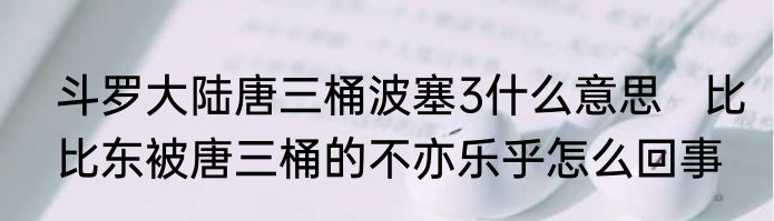 斗罗大陆唐三桶波塞3什么意思   比比东被唐三桶的不亦乐乎怎么回事