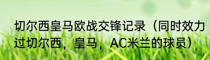 切尔西皇马欧战交锋记录（同时效力过切尔西，皇马，AC米兰的球员）
