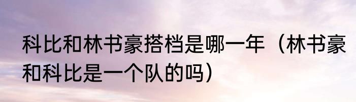 科比和林书豪搭档是哪一年（林书豪和科比是一个队的吗）