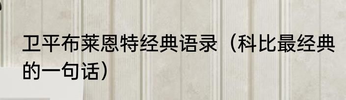 卫平布莱恩特经典语录（科比最经典的一句话）