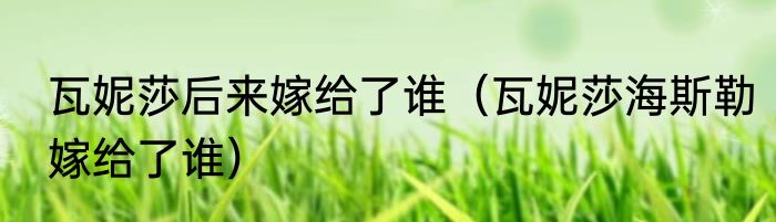 瓦妮莎后来嫁给了谁（瓦妮莎海斯勒嫁给了谁）