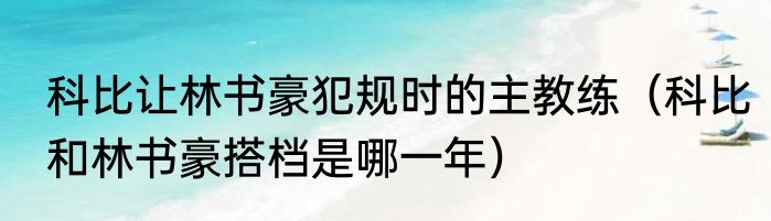 科比让林书豪犯规时的主教练（科比和林书豪搭档是哪一年）