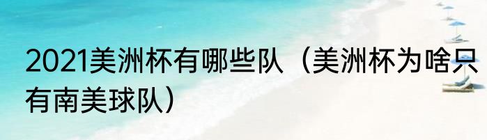 2021美洲杯有哪些队（美洲杯为啥只有南美球队）