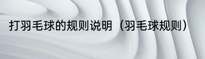 打羽毛球的规则说明（羽毛球规则）