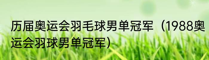 历届奥运会羽毛球男单冠军（1988奥运会羽球男单冠军）