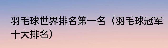 羽毛球世界排名第一名（羽毛球冠军十大排名）