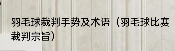 羽毛球裁判手势及术语（羽毛球比赛裁判宗旨）