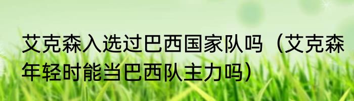 艾克森入选过巴西国家队吗（艾克森年轻时能当巴西队主力吗）
