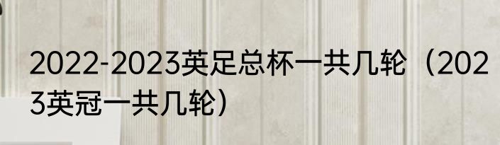 2022-2023英足总杯一共几轮（2023英冠一共几轮）