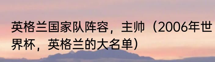 英格兰国家队阵容，主帅（2006年世界杯，英格兰的大名单）