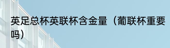 英足总杯英联杯含金量（葡联杯重要吗）