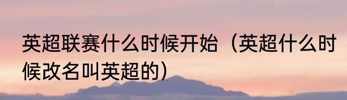 英超联赛什么时候开始（英超什么时候改名叫英超的）