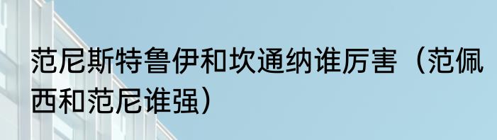 范尼斯特鲁伊和坎通纳谁厉害（范佩西和范尼谁强）