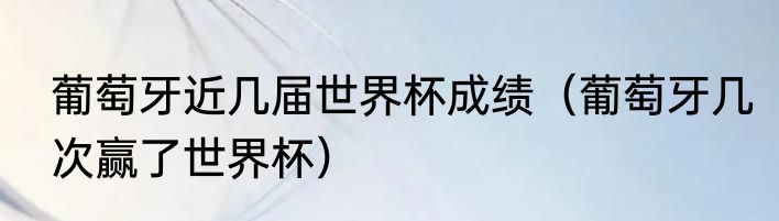 葡萄牙近几届世界杯成绩（葡萄牙几次赢了世界杯）