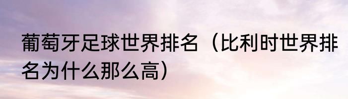 葡萄牙足球世界排名（比利时世界排名为什么那么高）