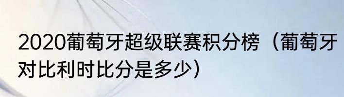 2020葡萄牙超级联赛积分榜（葡萄牙对比利时比分是多少）