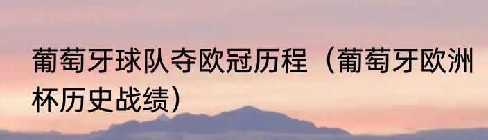 葡萄牙球队夺欧冠历程（葡萄牙欧洲杯历史战绩）