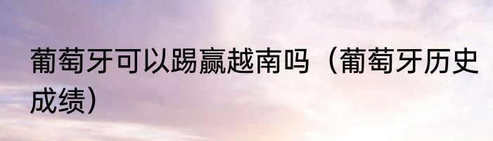 葡萄牙可以踢赢越南吗（葡萄牙历史成绩）