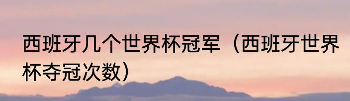 西班牙几个世界杯冠军（西班牙世界杯夺冠次数）