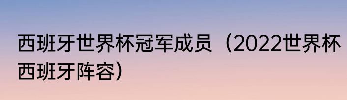 西班牙世界杯冠军成员（2022世界杯西班牙阵容）