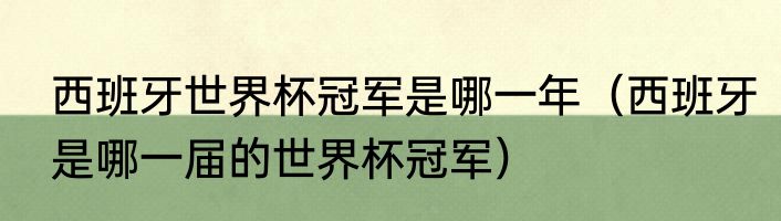 西班牙世界杯冠军是哪一年（西班牙是哪一届的世界杯冠军）