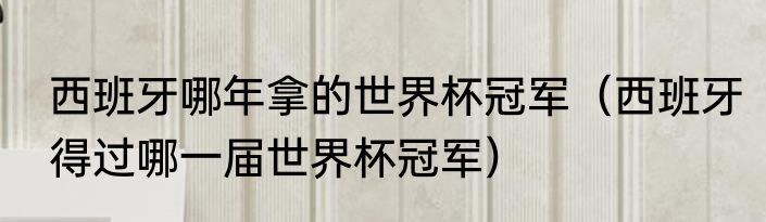 西班牙哪年拿的世界杯冠军（西班牙得过哪一届世界杯冠军）